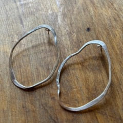 Sterling Silver Irregular Oval Hoop Studs