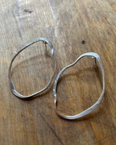 Sterling Silver Irregular Oval Hoop Studs